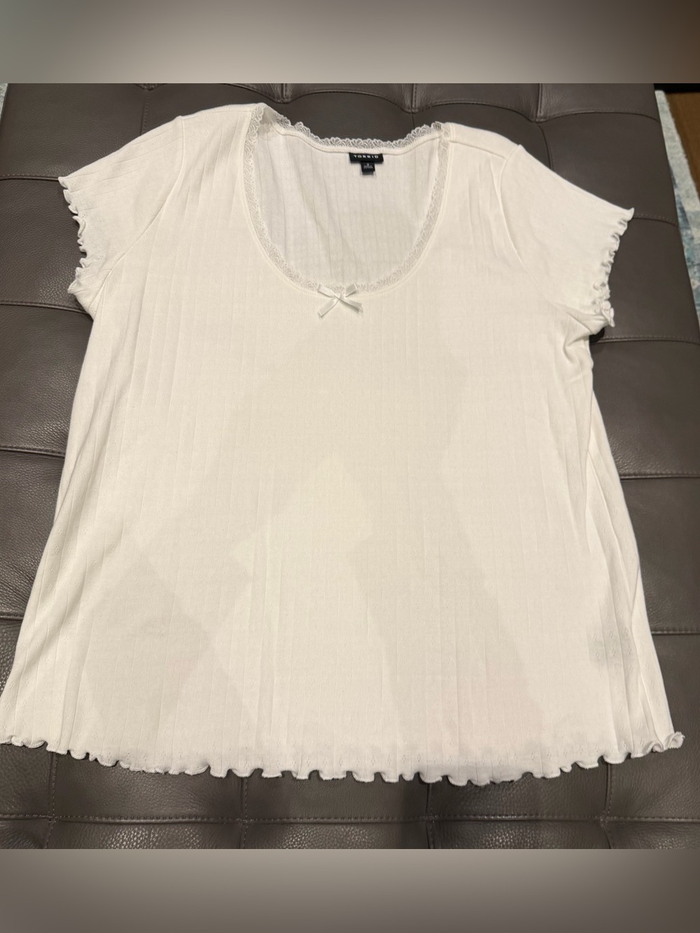 Brand New Torrid White Pontelle Lace-Trim Scoop Neck Women's Top - 2X